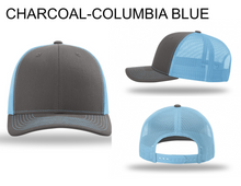 Load image into Gallery viewer, Charcoal/Columbia Blue Richardson Trucker 112