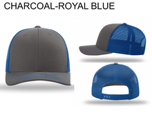 Load image into Gallery viewer, Charcoal/Royal Blue Richardson Trucker 112