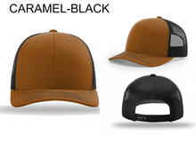 Load image into Gallery viewer, Caramel/Black Richardson Trucker 112