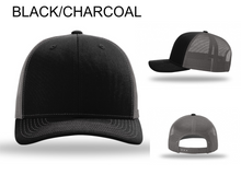 Load image into Gallery viewer, Black/Charcoal Richardson Trucker 112