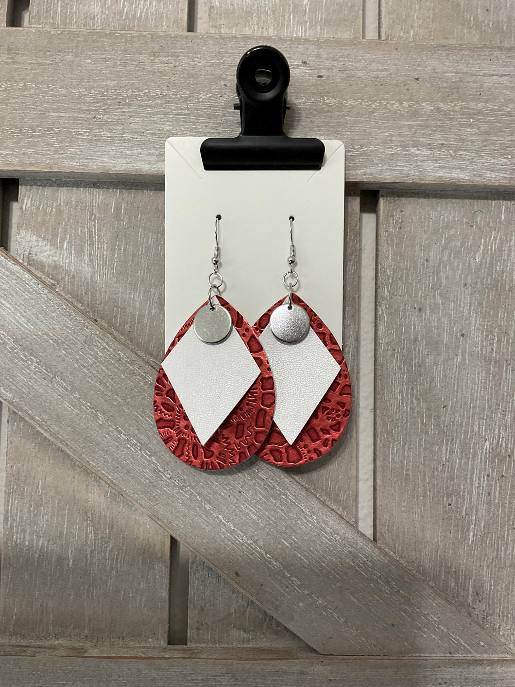 Dark Red & White w/silver charms