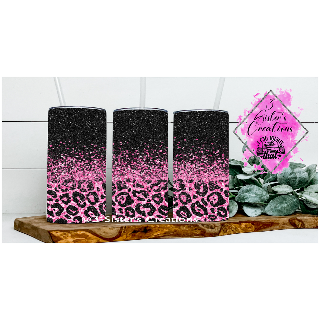 12 oz. - Pink Cheetah Glitter