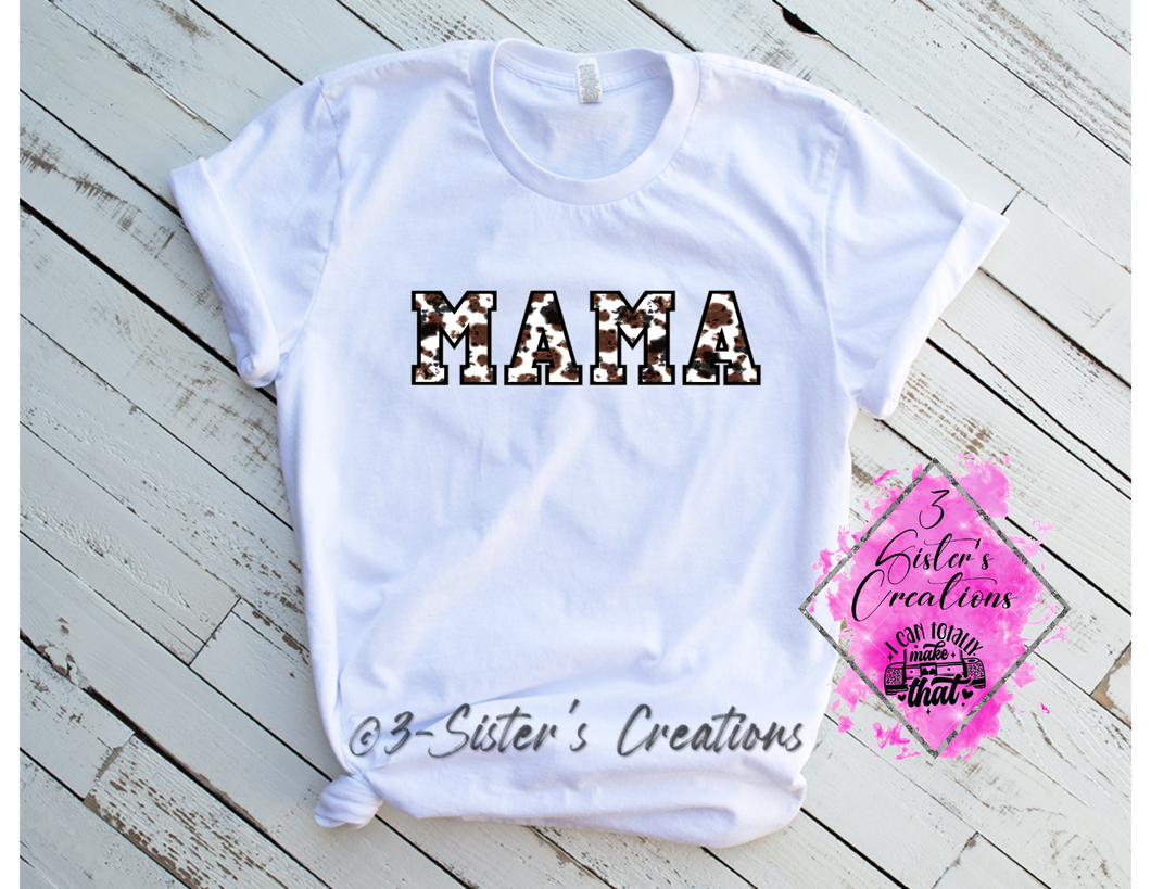 Mama Shirt-Brown Cow Print