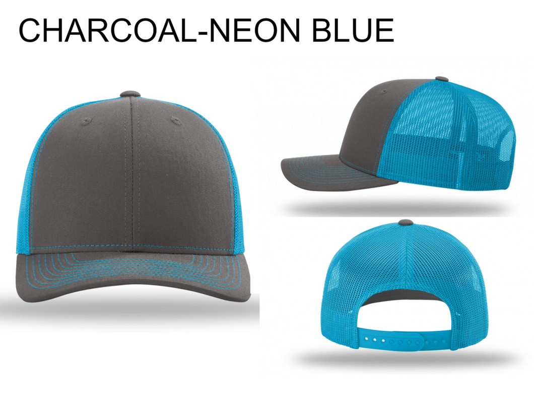 Charcoal/Neon Blue Richardson Trucker 112