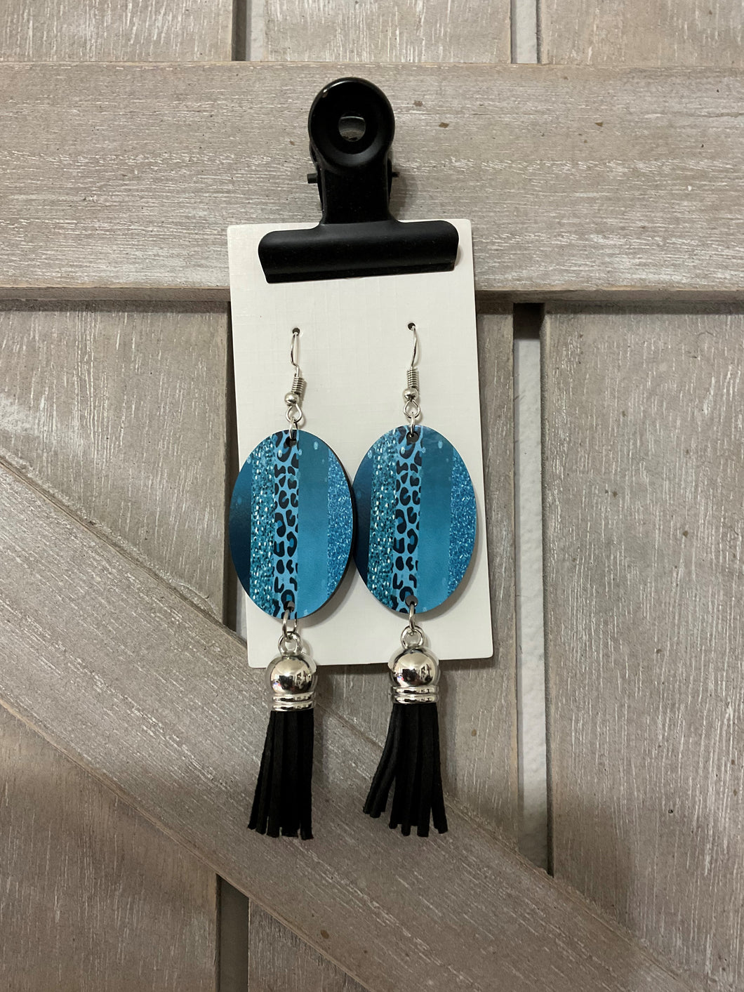 Blue Leopard Earrings