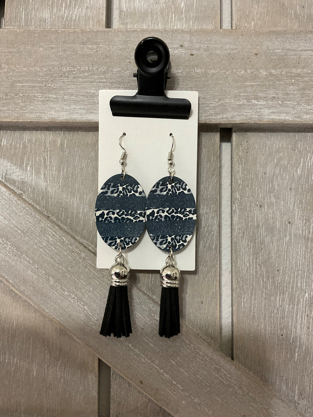 Black & Gray Cheetah Earrings