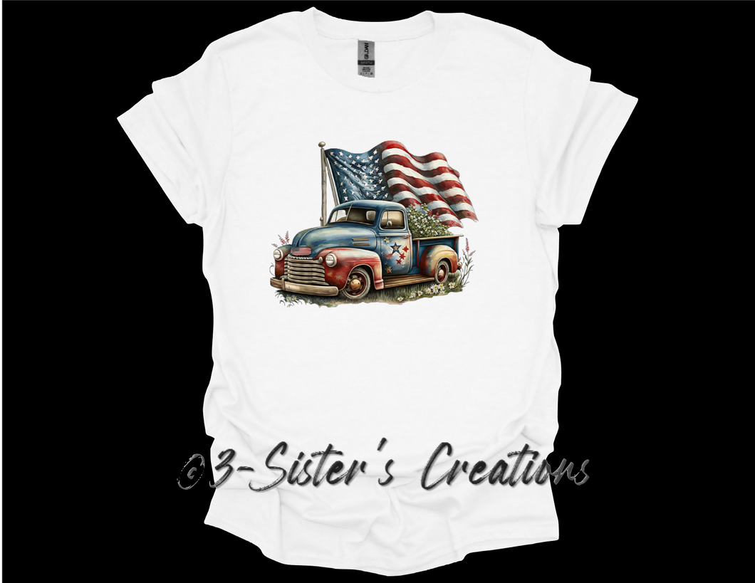 Old Truck & American Flag