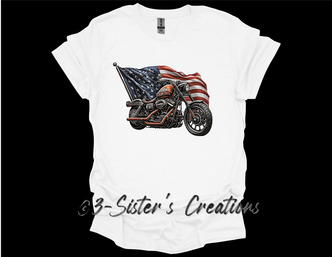 Motor Cycle & American Flag