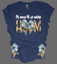 Load image into Gallery viewer, #23 Christmas- Navy T-shirt with Side Bows
