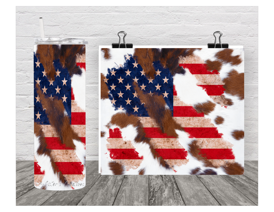 American Flag Cowhide Tumbler