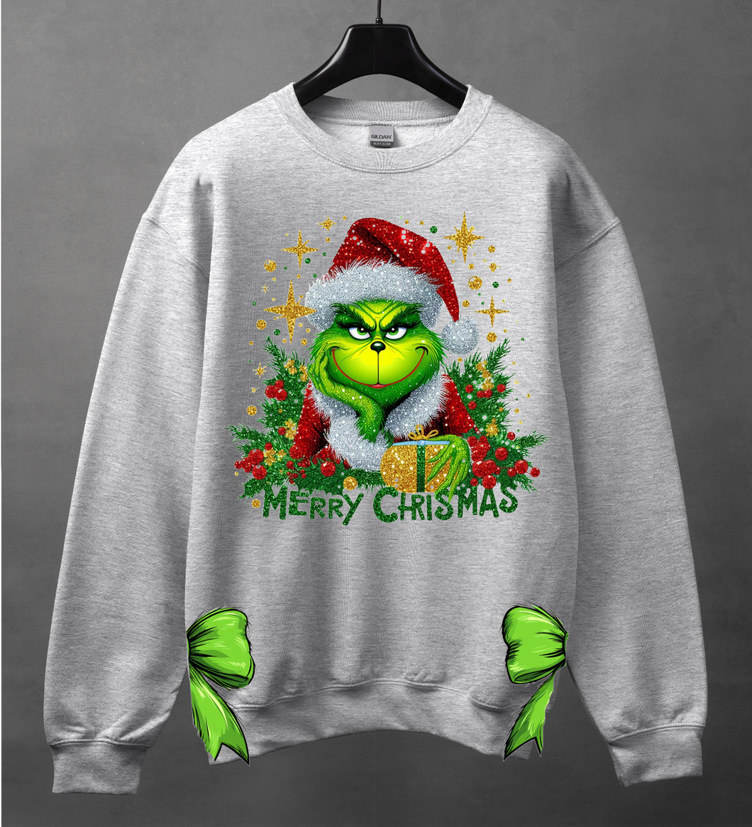 #5 Christmas- Gray Sweatshirt Side Bows