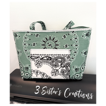Load image into Gallery viewer, Sage-White Bandana Bag
