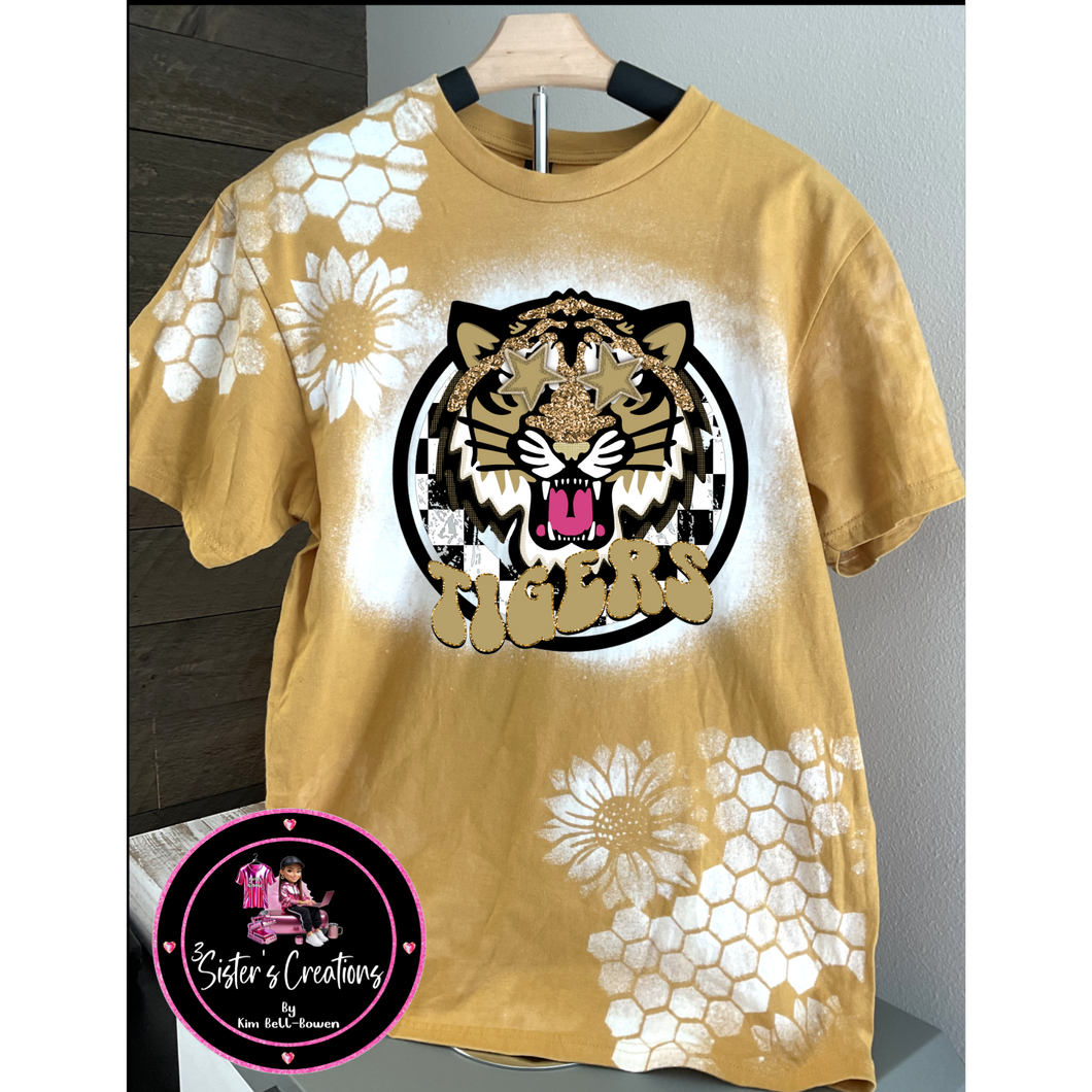 {1} Bleached Honeycomb Shirt-Dadeville Tigers