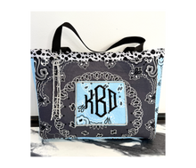 Load image into Gallery viewer, Charcoal-Light Blue Bandana Bag
