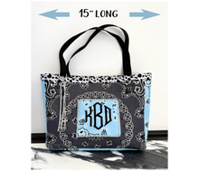 Load image into Gallery viewer, Charcoal-Light Blue Bandana Bag
