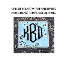 Load image into Gallery viewer, Charcoal-Light Blue Bandana Bag
