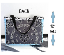 Load image into Gallery viewer, Charcoal-Light Blue Bandana Bag
