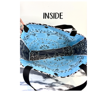 Load image into Gallery viewer, Charcoal-Light Blue Bandana Bag
