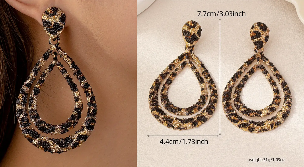 PRE ORDER: Leopard Print Drop Earrings {EG202074}