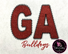 Load image into Gallery viewer, HTV Glitter Applique- GA Bulldogs
