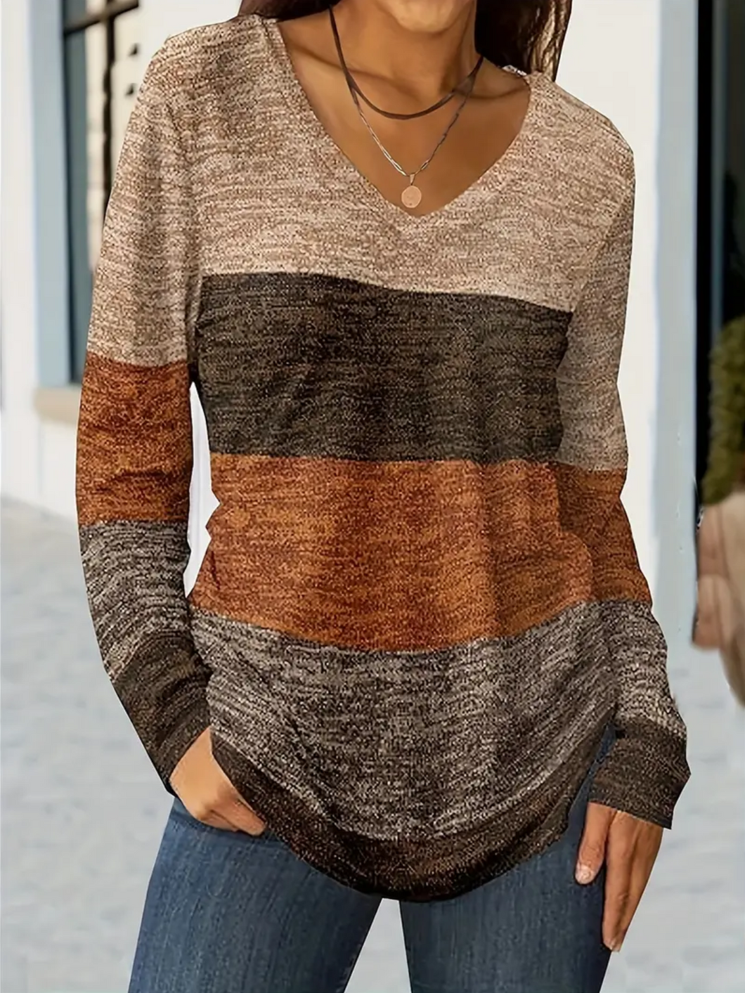 Pre Order: Color Block V Neck Sweater {GU117060}