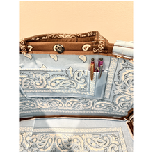 Load image into Gallery viewer, Brown &amp; Light Blue Bandana Bag
