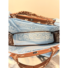 Load image into Gallery viewer, Brown &amp; Light Blue Bandana Bag

