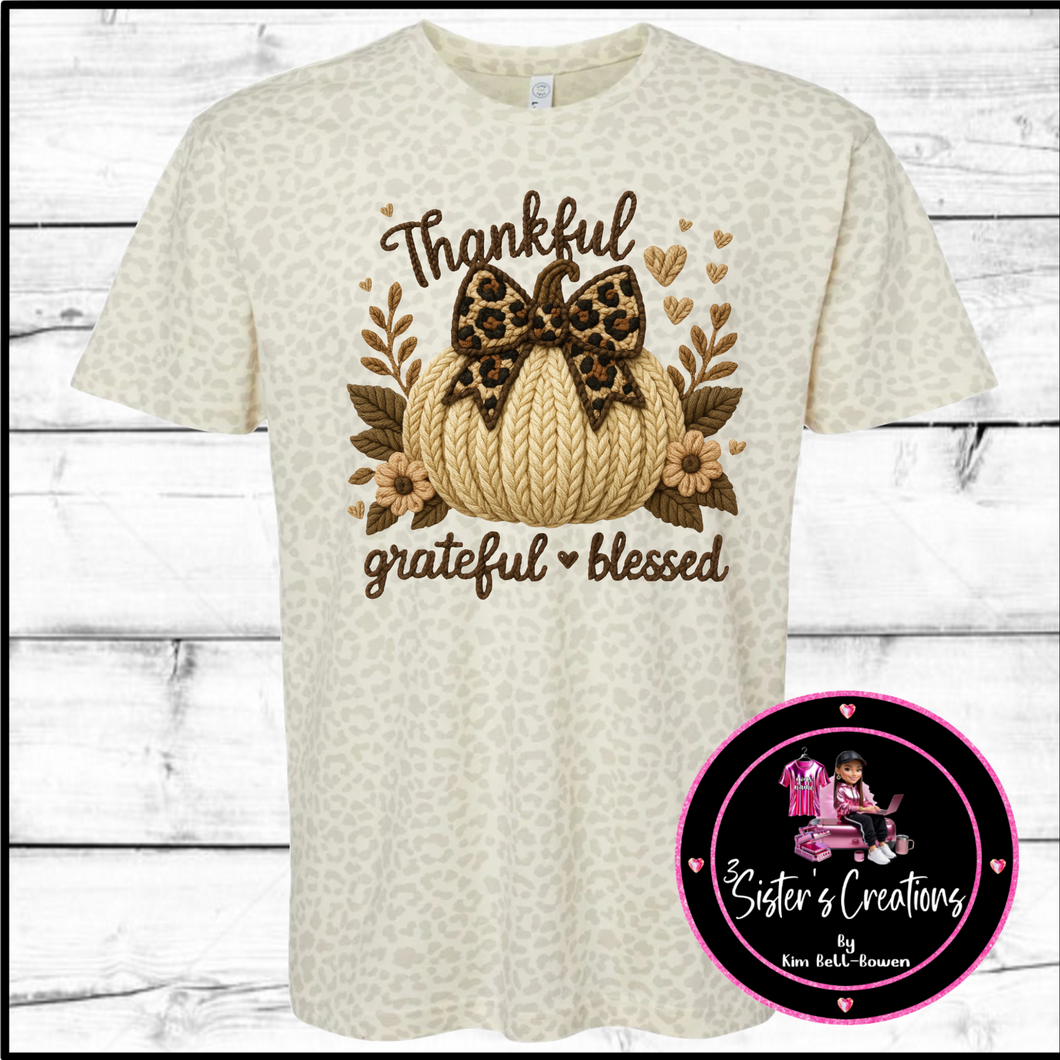 {201} Cream Leopard Shirt-Thankful Grateful Blessed