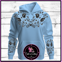 Load image into Gallery viewer, Light Blue Paisley Hoodie
