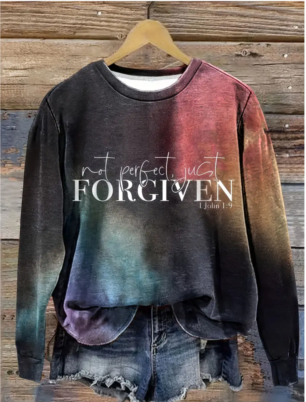 PRE ORDER: Mixed Color FORGIVEN Print Pullover Sweatshirt {VN197169}