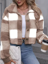 Load image into Gallery viewer, PRE ORDER: Khaki Plaid Teddy Jacket {WT23753}
