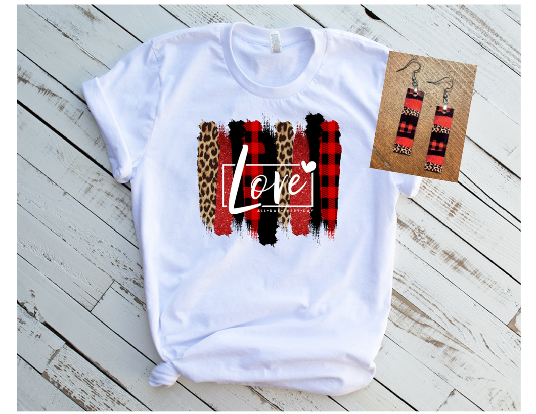 Shirt & Earrings Set - Love