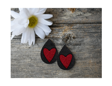 Load image into Gallery viewer, Red Glitter Love &amp; Earrings
